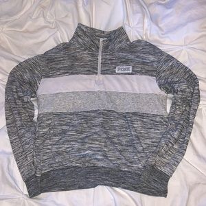 VS PINK Gray Half ZIP up Sweater